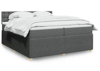Łóżko kontynentalne z materacem ciemnoszara tkanina 200x200 cm WM-3287578