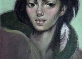 LAPKINA N. obraz na płótnie "ZORZA POLARNA" abstrakcja portret KresArt