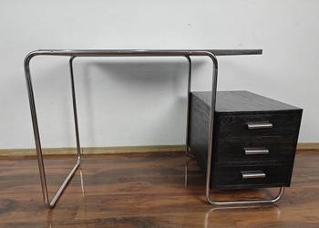 Biurko czarne chrom dąb Bauhaus Art Deco