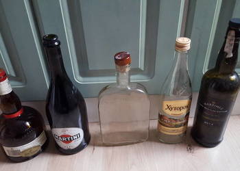 Kolorowe butelki, puste, ciekawe kształty - 5 sztuk