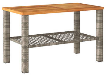 Stolik ogrodowy szary 70x38x42 cm polirattan i akacja WM-366271