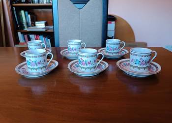 Zestaw 6 filiżanek z podstawkami do mokki. Chińska porcelana.