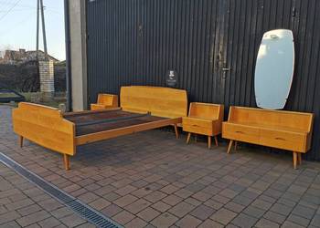 Łoże+ szafki nocne+ toaletka JITONA, Czechosłowacja '60-70 Design, PRL