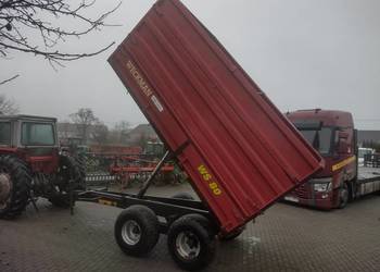 Przyczepa rolnicza  tandem 8 ton wywrotka na tył sprowadzona