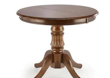 Stół Okrągły Rozkładany WILLIAM 90–124 cm, Ciemny Orzech