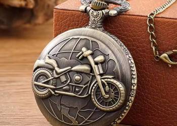 Retro motocykl kwarcowy zegarek kieszonkowy