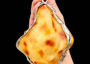 Okazały wisior srebro 925 bursztyn bałtycki rękodzieło unikat