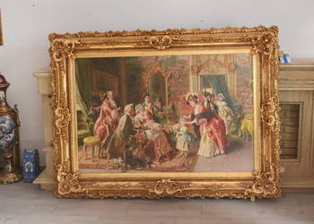 Obraz Olejny - Arystokracja - Obraz w Bogatej Złotej Ramie - GIGANT