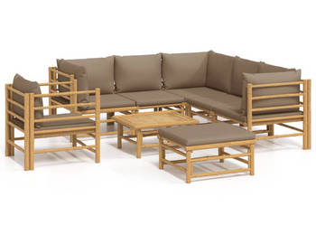 8-cz. zestaw mebli do ogrodu poduszki w kolorze taupe bambus WM-3155126