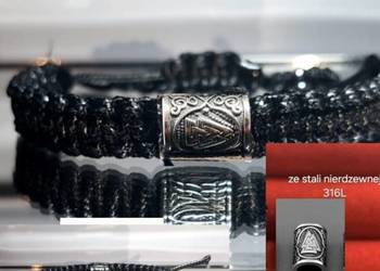 BRANSOLETKA RUNA VALKNUT LUB DO WYBORU NA WYMIAR WIKINGÓW STAL 316L SZNUR