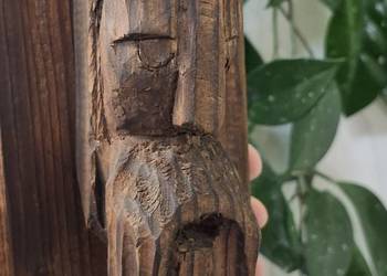 Rzeźb ludowa drewniana vintage boho retro