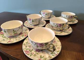 Piękny zestaw porcelany do kawy herbaty 6 części Piękny zestaw porcelany do kawy herbaty 6 części