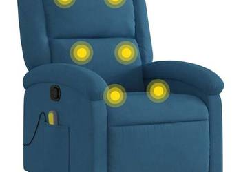 vidaXL Rozkładany fotel masujący, niebieski, obity aksamitem(SKU:371818)