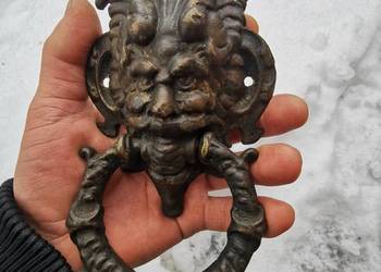 Kołatka Antyczna Kołatka do Drzwi z Brązu - Groteskowa Głowa , XIX