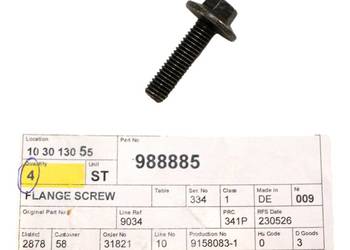 VOLVO oryginalna sruba zawiasu drzwi M8x30 OE 988885 VOLVO oryginalna sruba zawiasu drzwi M8x30 OE 988885