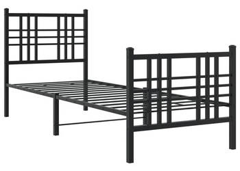 Łóżko Metalowe Czarne Rama Łóżka Ze Stelażem 75x190 cm WM-376332