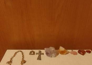 Zestaw 8 szt. – bursztyn, minerały, kwarc, ametyst, biżuteria vintage