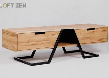 Szafki industrialne do salonu - metalowe drzwi i drewno