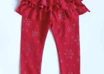 Legginsy Świąteczne Boże Narodzenie z falbanką Handmade 92