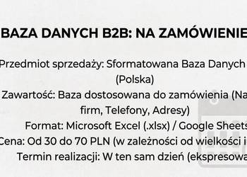 BAZY DANYCH B2B NA ZAMÓWIENIE ​DOWOLNA BRANŻA | DOWOLNE MIASTO