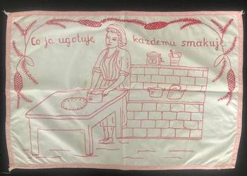 8 szt. Makatki + bieżnik na ław haftowane lata 50/60 XX w. i starsze PRL