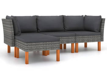 4-cz. zestaw wypoczynkowy do ogrodu poduszki rattan PE szary WM-3059727