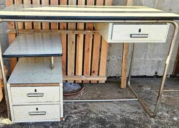 biurko medyczne fotel na kółkach PRL