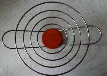 Kosz na owoce metalowo-drewniany płaski średnica 30 cm