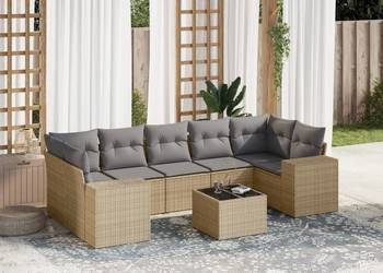 vidaXL 8-cz. zestaw mebli ogrodowych z poduszkami, beżowy(SKU:3254676)