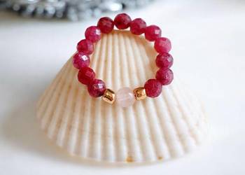 Pierścionek z Rubinu i Kwarcu