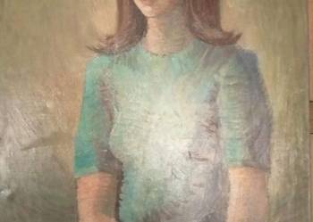 Andre Pierret Stary duży obraz olej płótno. Znany artysta malarz Portret Dz