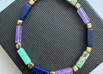 Bransoletka kamień lapis lazuli,ametyst, jaspis cesarski
