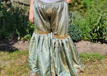 Szerokie spodnie indyjskie 5XL 50 4XL 48 gharara sharara zielone złote boho