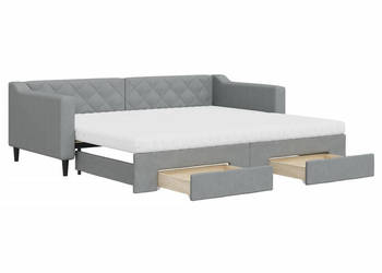 Sofa rozsuwana z szufladami jasnoszara tkanina 90x200 cm WM-3197480