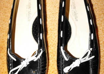 Buty Costume Selection 37/38 24cm Skóra* Nowe czarne błyszczące pantofelki