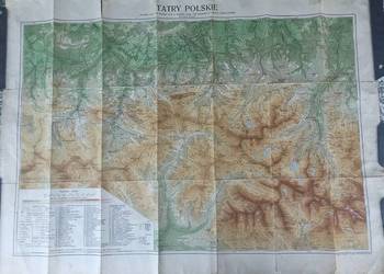 Przedwojenna mapa Tatr "Tatry Polskie",ok 1930r, 85x64cm