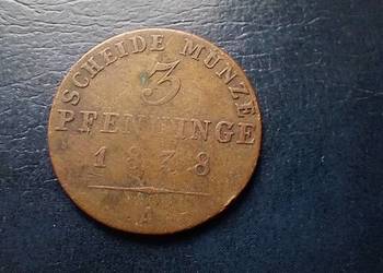 Stare monety 3 fenig 1838 A Niemcy