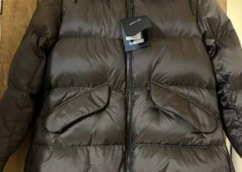 Kurtka puchowa XS damska Massimo Dutti z kapturem brąz czekoladowy