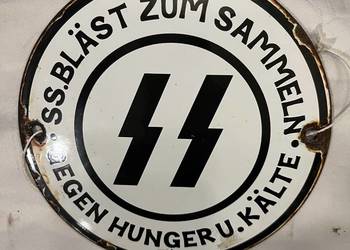 Niemiecka tablica/ szyld emaliowany z okresu II WŚ, SS