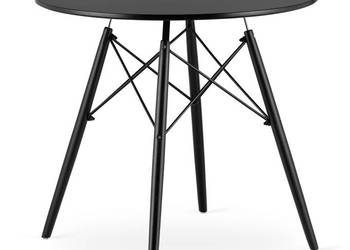 Stół okrągły 80cm drewniany nowoczesny - czarny / czarne nogi 80cm