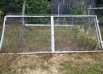Brama 2 skrzydła 346x150, bramka 79x150, panel ocynkowany, na budowę