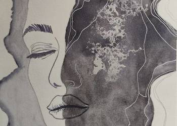 Oryginalna akwarela „Srebrny oddech” | A4 | Autentyk