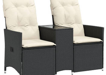 Rozkładana sofa ogrodowa dla 2 os. ze stolikiem czarna WM-365710