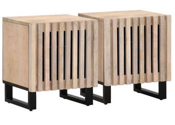 Szafki nocne 2 szt. 40x34x46 cm bielone drewno mango WM-377423