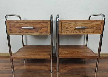 Szafka nocna Szafki nocne lity dąb chrom brąz Bauhaus Art Deco