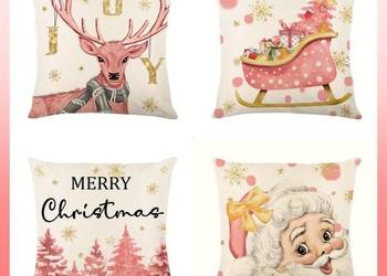 Komplet 4 szt ozdobna świąteczna poszewka