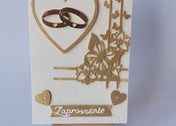 ZAPROSZENIA ŚLUB OBRĄCZKI W SERCU B6 ZŁOTO - ECRI