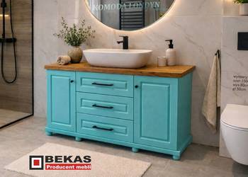 ŁAZIENKA KOMODA Londyn (2D-3s) TURKUS Blat Dąb Natural PRODUCENT BEKAS