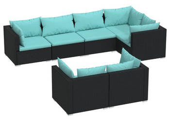7-cz. zestaw wypoczynkowy do ogrodu poduszki czarny rattan PE WM-3102473