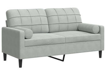 2-osobowa sofa z poduszkami jasnoszara 140 cm aksamit WM-3278219